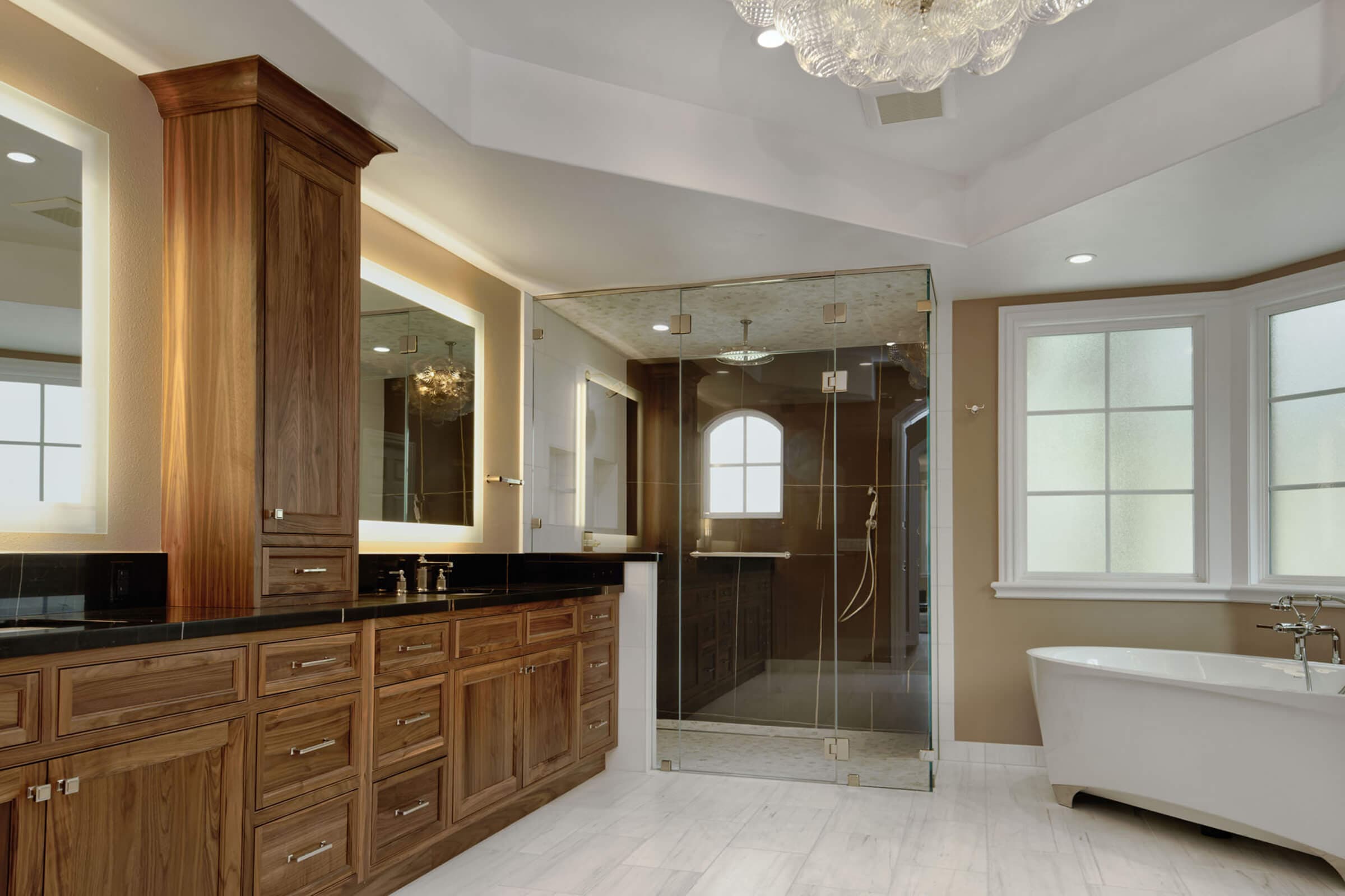 Elegant bathroom renovation with freestanding tub